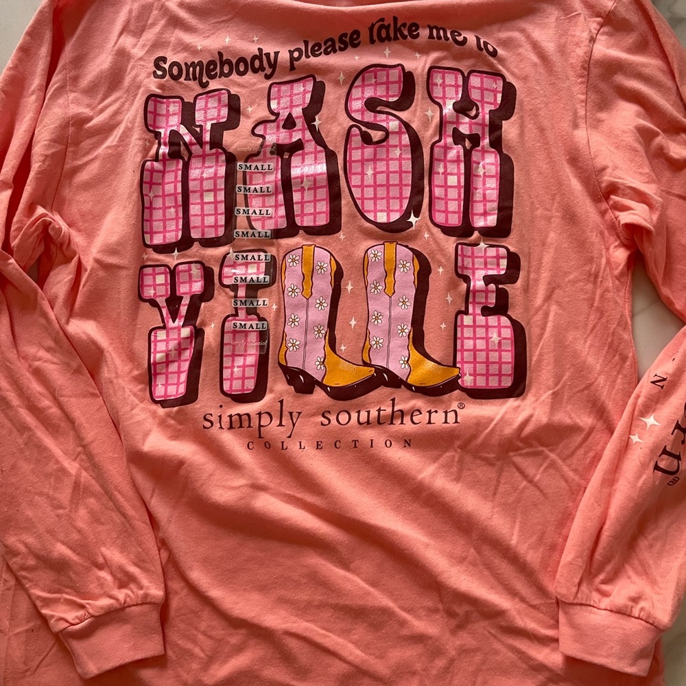 Simply Southern Coral Pink Graphic Long Sleeve Tee
